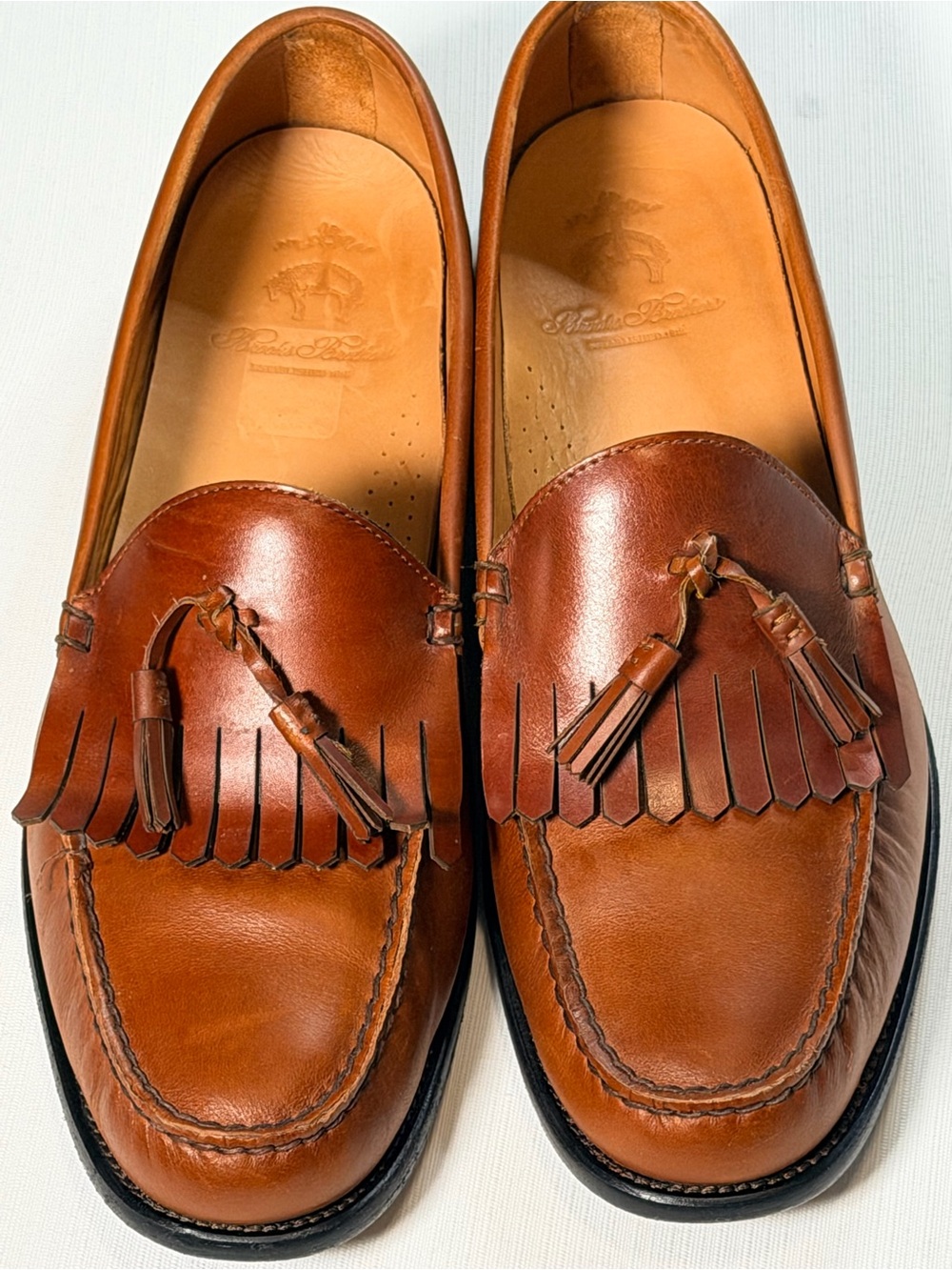 Brooks Brothers Kiltie Tassel Loafers Brown Leather Mens 12 dress shoe
